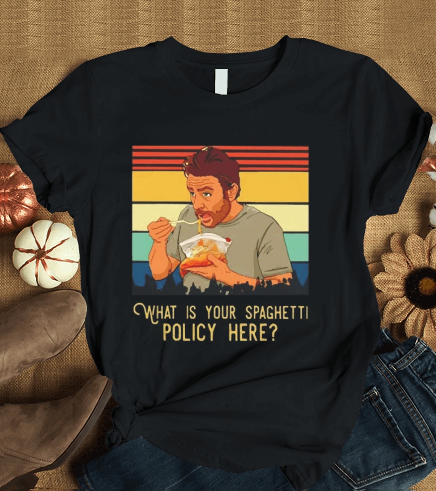 Charlie Eating Spaghetti With Retro Stripes What Is Your Spaghetti Policy Here T-Shirt