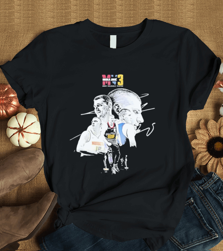 Denver Nuggets Nikola Jokic 3 MVP Basketball Art NBA 15 T-Shirt