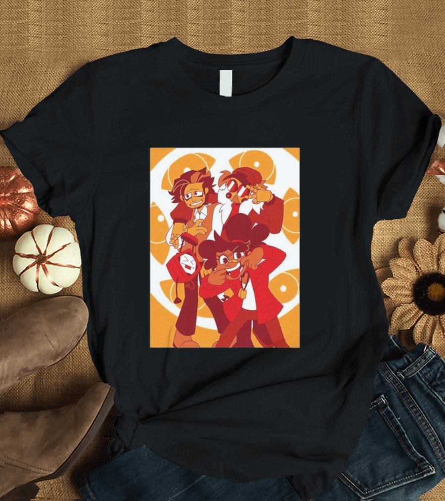 Epilogue Mural Red And White Cartoon Characters With Unique Hairstyles And Outfits T-Shirt