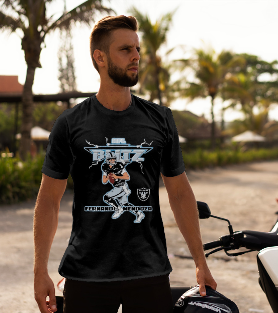 NFL Blitz Fernando Mendoza Raiders Football 2026 Draft Pick Player T-Shirt