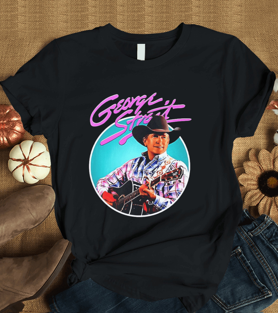 George Strait Country Music Legend Cowboy Hat And Guitar T-Shirt