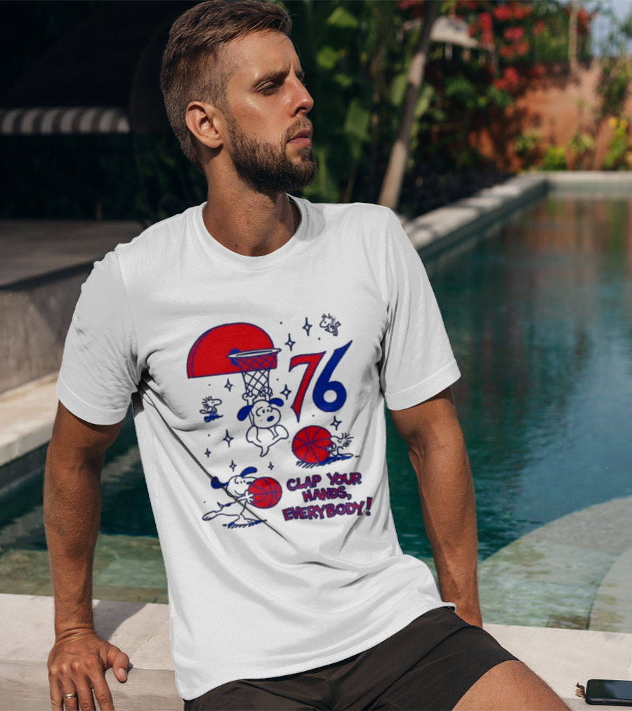 Ghost Bongo Sixers 76 Clap Your Hands Everybody Basketball Stars T-Shirt