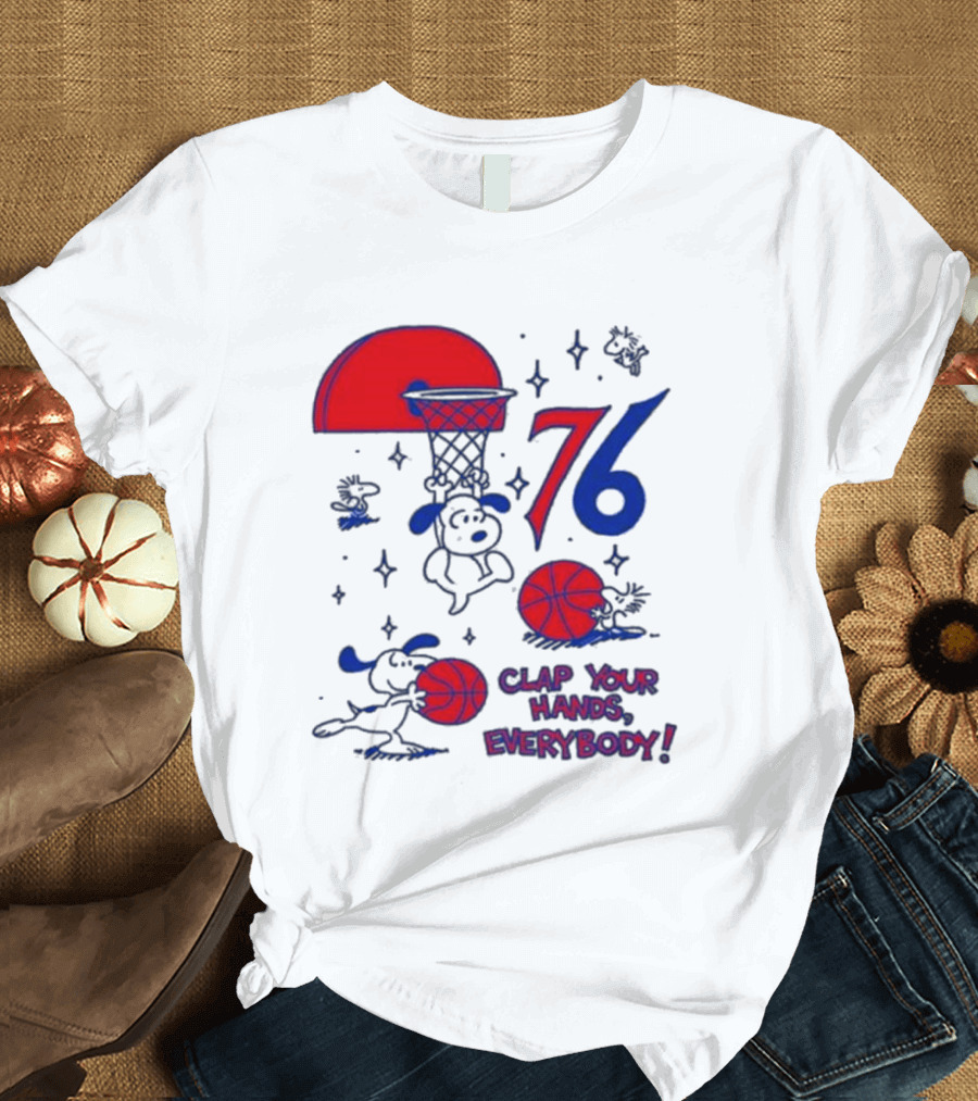 Ghost Bongo Sixers 76 Clap Your Hands Everybody Basketball Stars T-Shirt