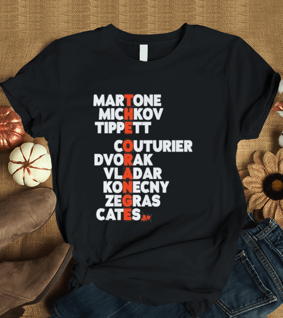 Philadelphia Hockey Martone Michkov Tippett The Orange Names Couturier Dvorak Vladar Konecny Zegras Cates T-Shirt