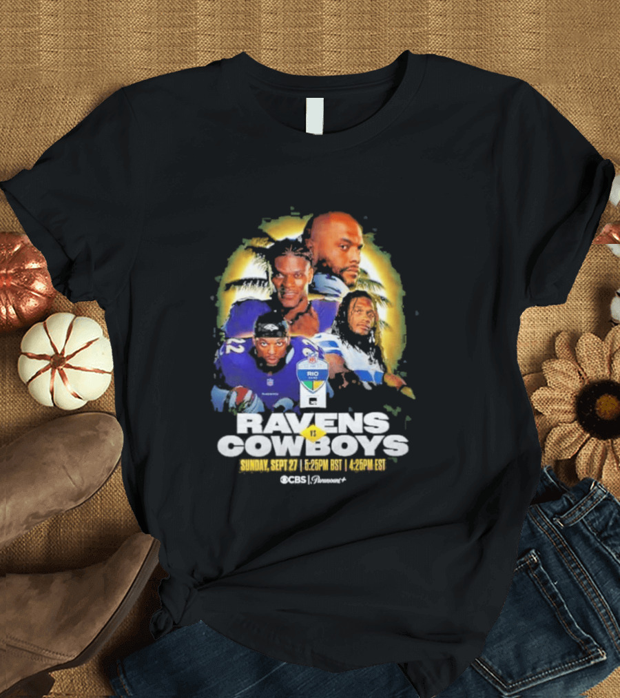 Rio Game 2026 Baltimore Ravens Vs Dallas Cowboys September 27 Matchup Sunday 1 P.M. BRT T-Shirt