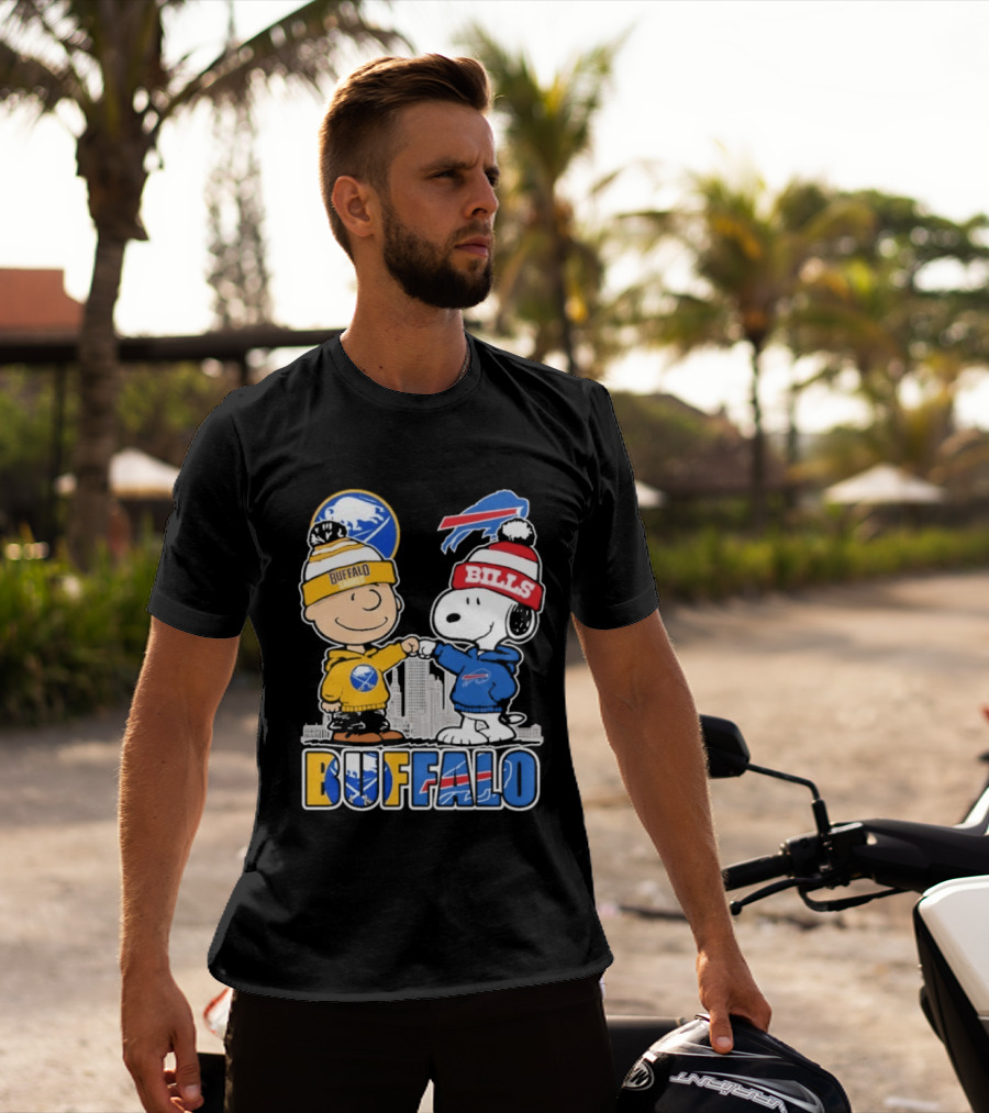 Buffalo Peanuts Fist Bump Sabres Bills Collaboration T-Shirt