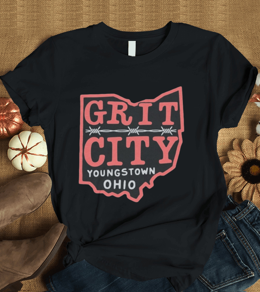 Grit City Youngstown Ohio Barbed Wire State T-Shirt