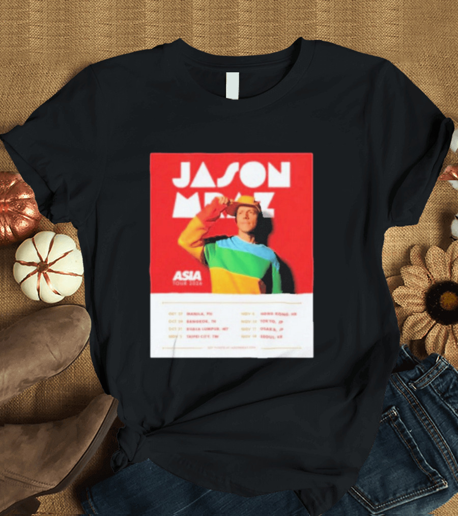 Jason Mraz Asia Tour Manila Bangkok Kuala Lumpur Taipei Hong Kong Tokyo Osaka Seoul 2026 T-Shirt