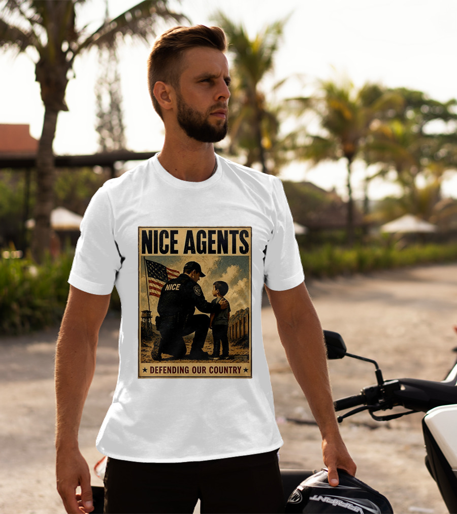 Nice Agents Defending Our Country Flag Patch Officer And Child T-Shirt