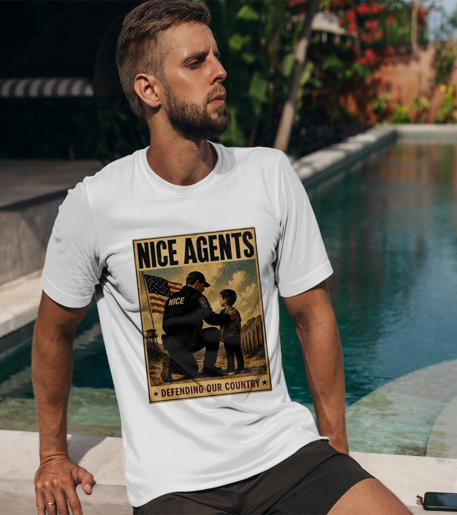 Nice Agents Defending Our Country Flag Patch Officer And Child T-Shirt