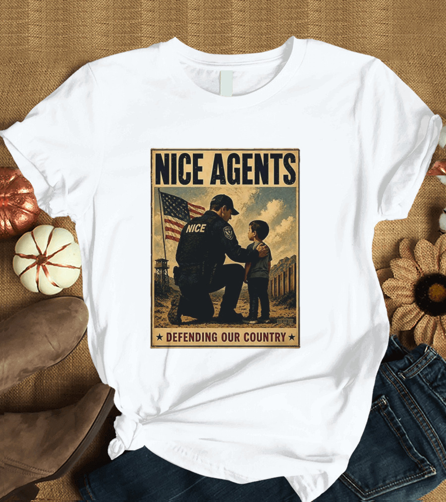 Nice Agents Defending Our Country Flag Patch Officer And Child T-Shirt