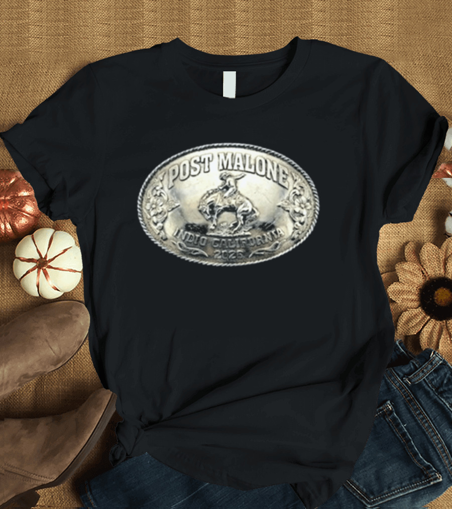 Post Malone Indio California 2026 Rodeo Belt Buckle T-Shirt