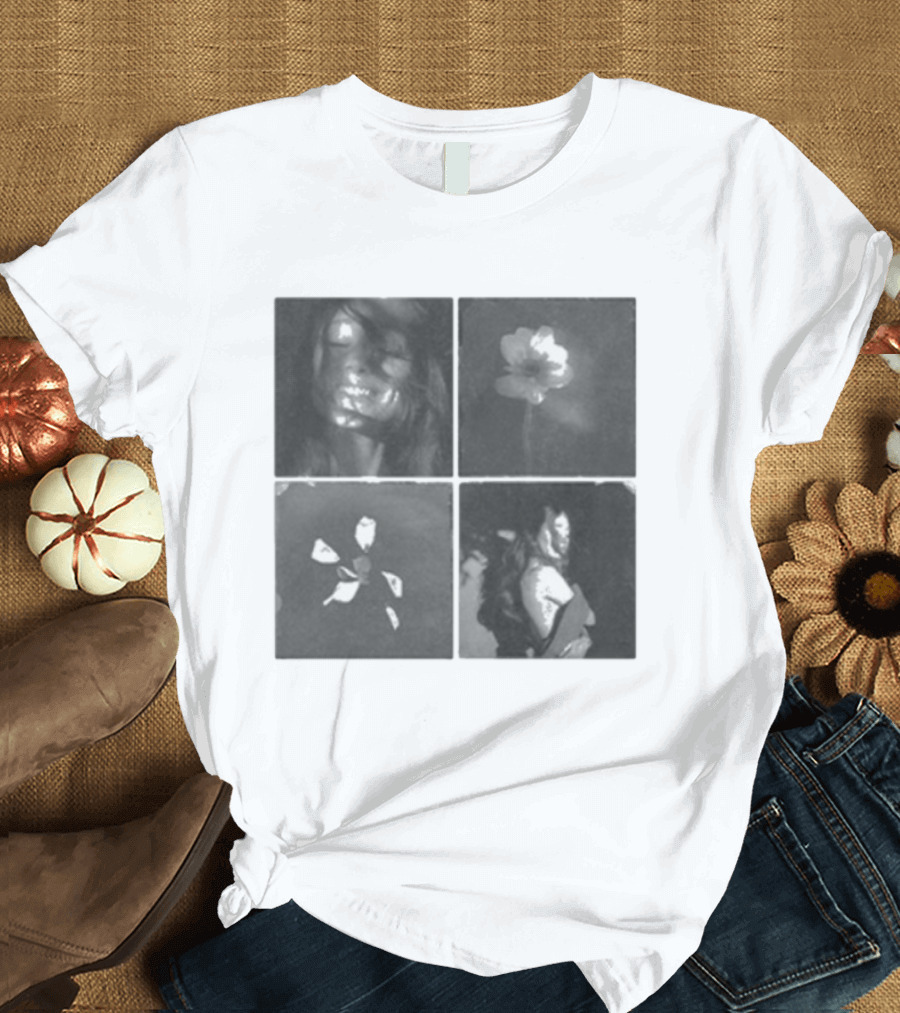 Ariana Grande Reflective Floral Portraits Petal Tile Photo T-Shirt