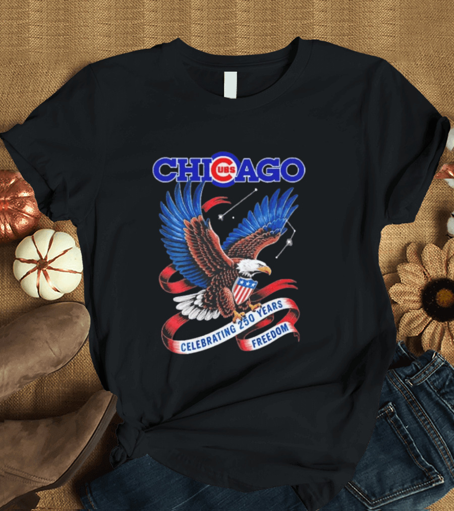 Chicago Cubs Bald Eagle Celebrating 250 Years Freedom T-Shirt