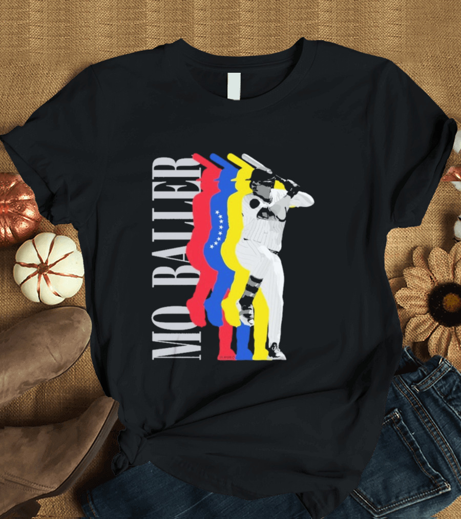 Mo Baller Venezuela Flag Baseball Batting Pose T-Shirt
