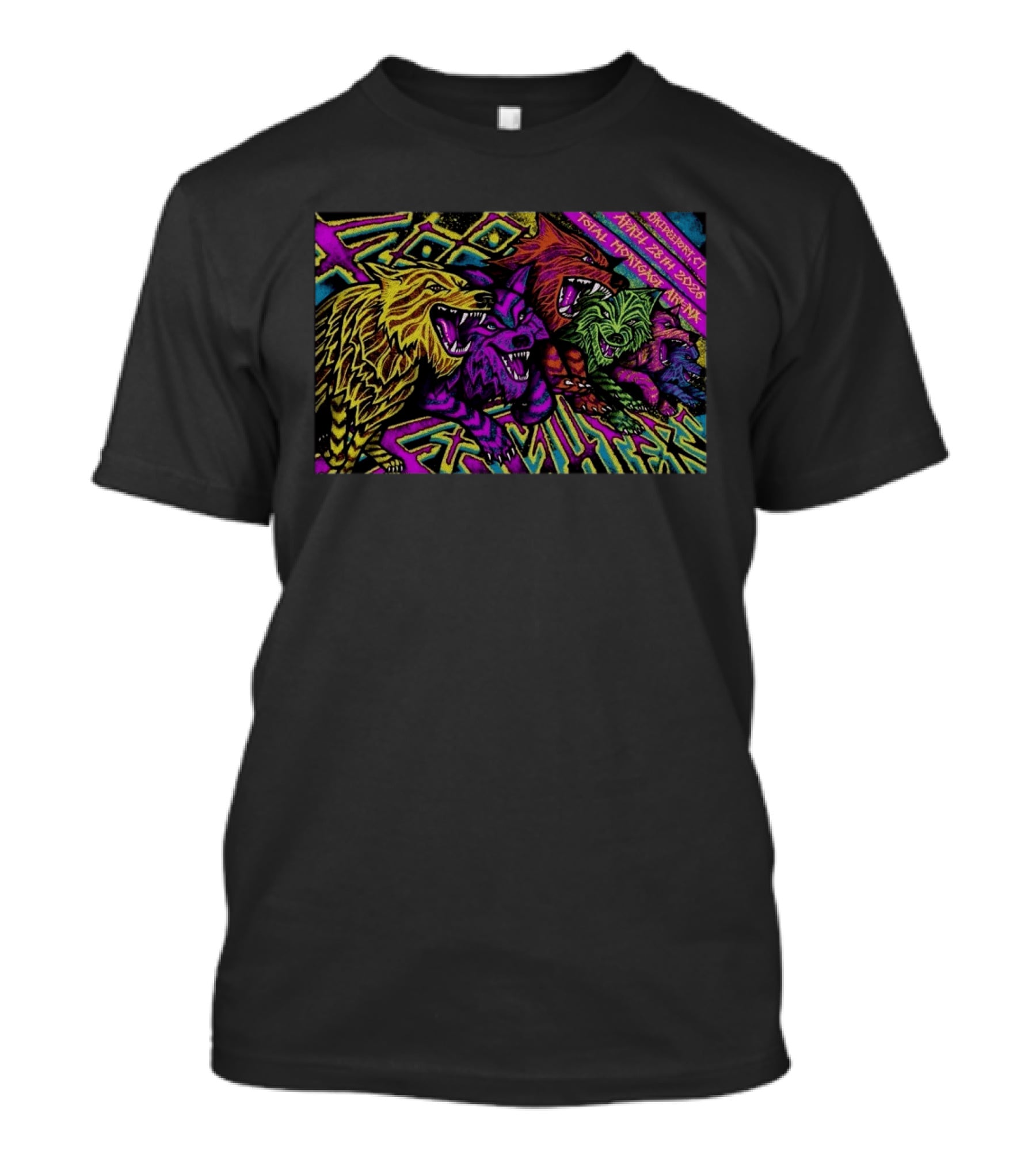 Foo Fighters Bridgeport CT April 28 2026 Total Mortgage Arena Concert With Colorful Wolves T-Shirt