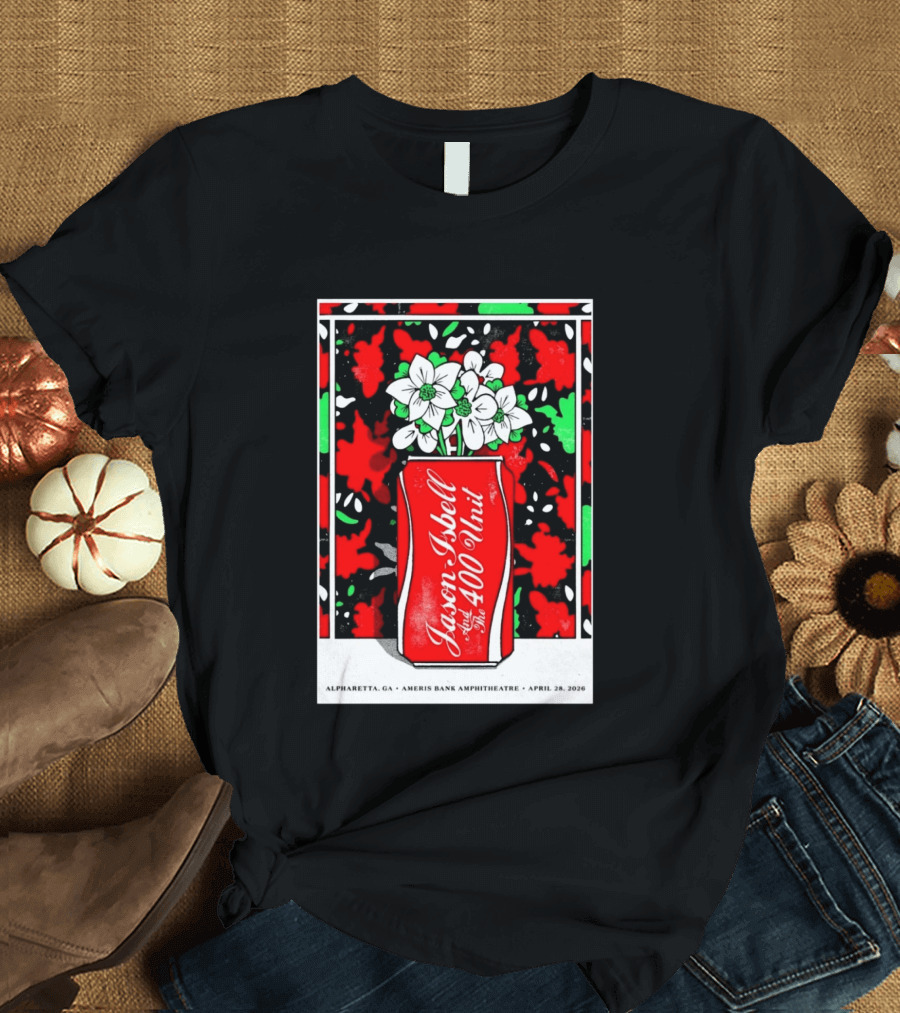 Jason Isbell And The 400 Unit Alpharetta GA Ameris Bank Amphitheatre April 28 2026 Floral Can T-Shirt