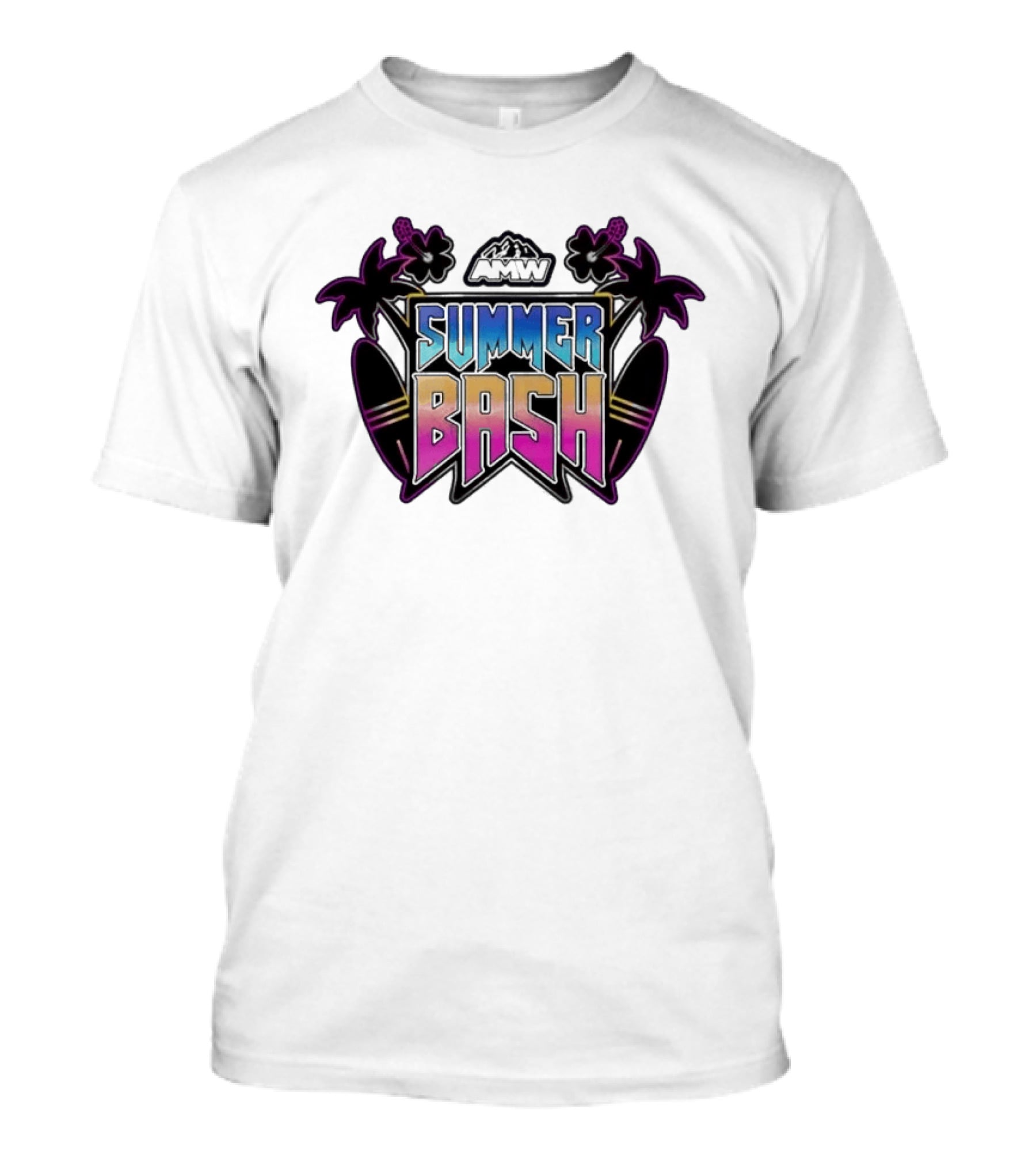 AMW Summer Bash Tropical Vibes With Palm Trees And Surfboards T-Shirt