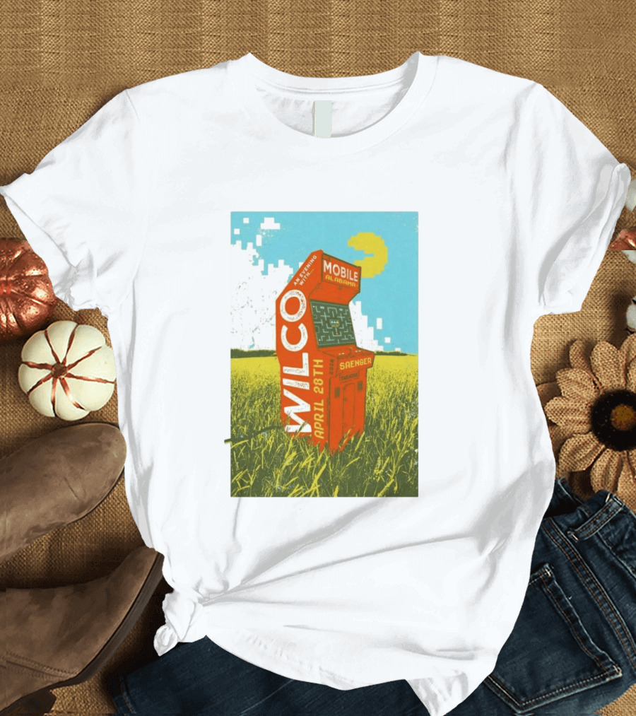 Wilco Saenger Mobile Alabama April 28th Arcade Retro Concert T-Shirt