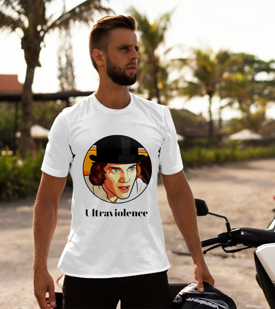 Alex DeLarge Ultraviolence Portrait Work Orange T-Shirt