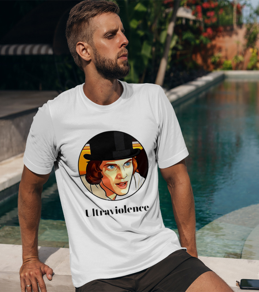Alex DeLarge Ultraviolence Portrait Work Orange T-Shirt
