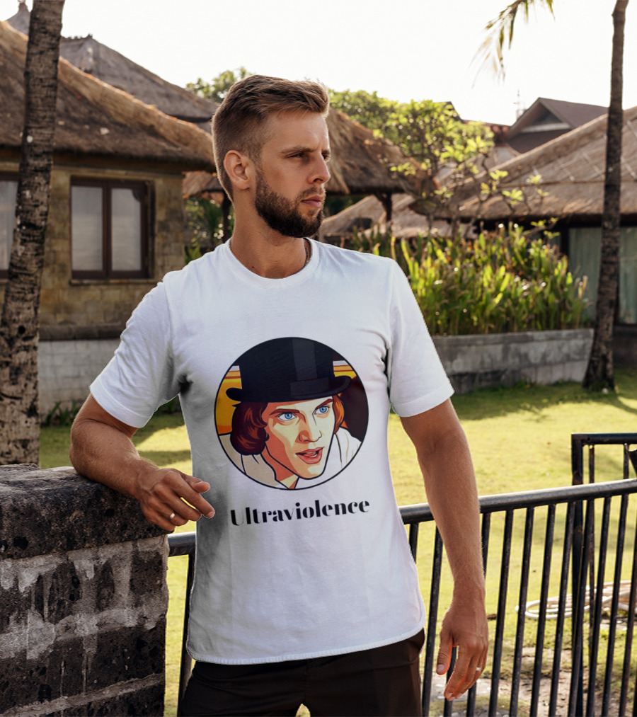 Alex DeLarge Ultraviolence Portrait Work Orange T-Shirt