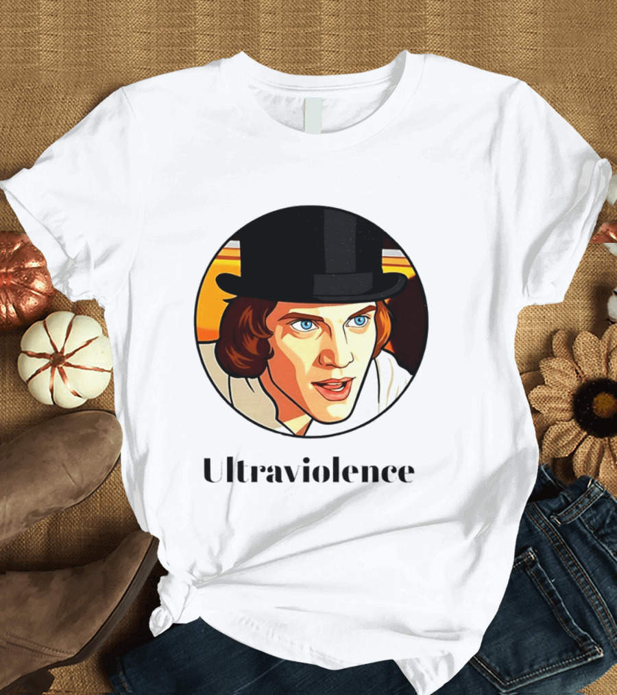 Alex DeLarge Ultraviolence Portrait Work Orange T-Shirt