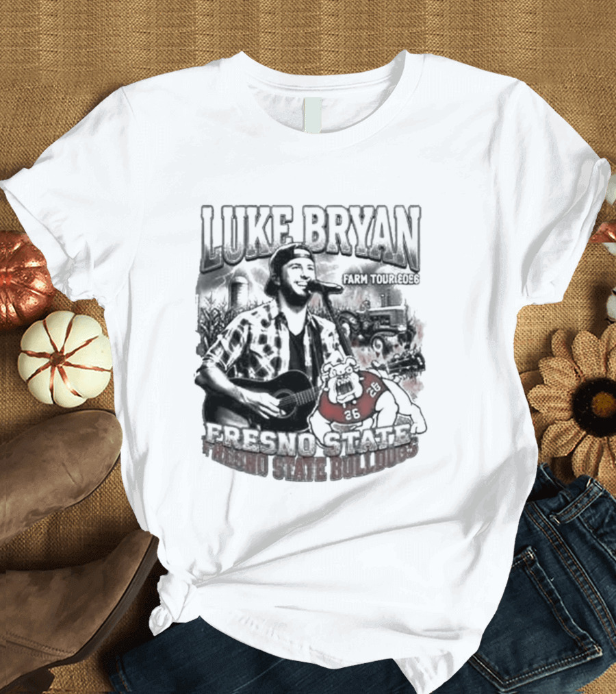Luke Bryan Farm Tour 2026 Clovis California May 15 Fresno State Bulldogs NCAA T-Shirt