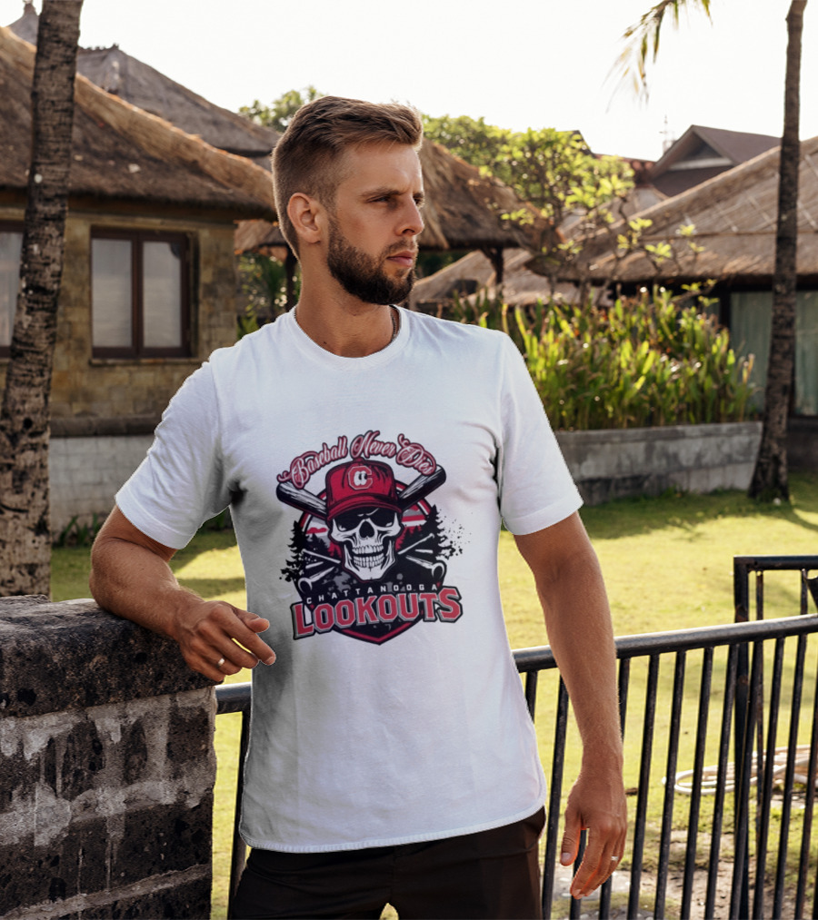 Chattanooga Lookouts Twisted River Skull Bats T-Shirt