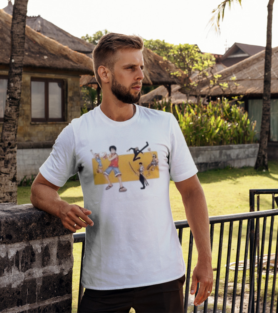 One Piece Classic Anime Characters In Action Pose T-Shirt
