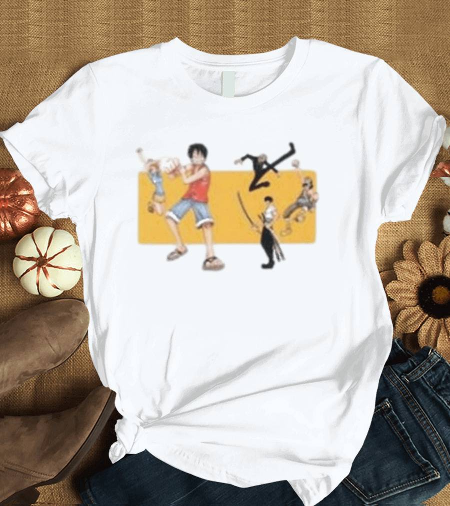 One Piece Classic Anime Characters In Action Pose T-Shirt