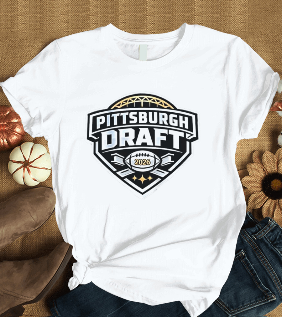 Pittsburgh Steelers Football 2026 Draft Brushed Metal T-Shirt