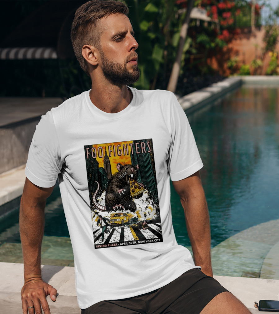 Foo Fighters NYC Irving Plaza April 30 2026 Giant Pizza Rat T-Shirt