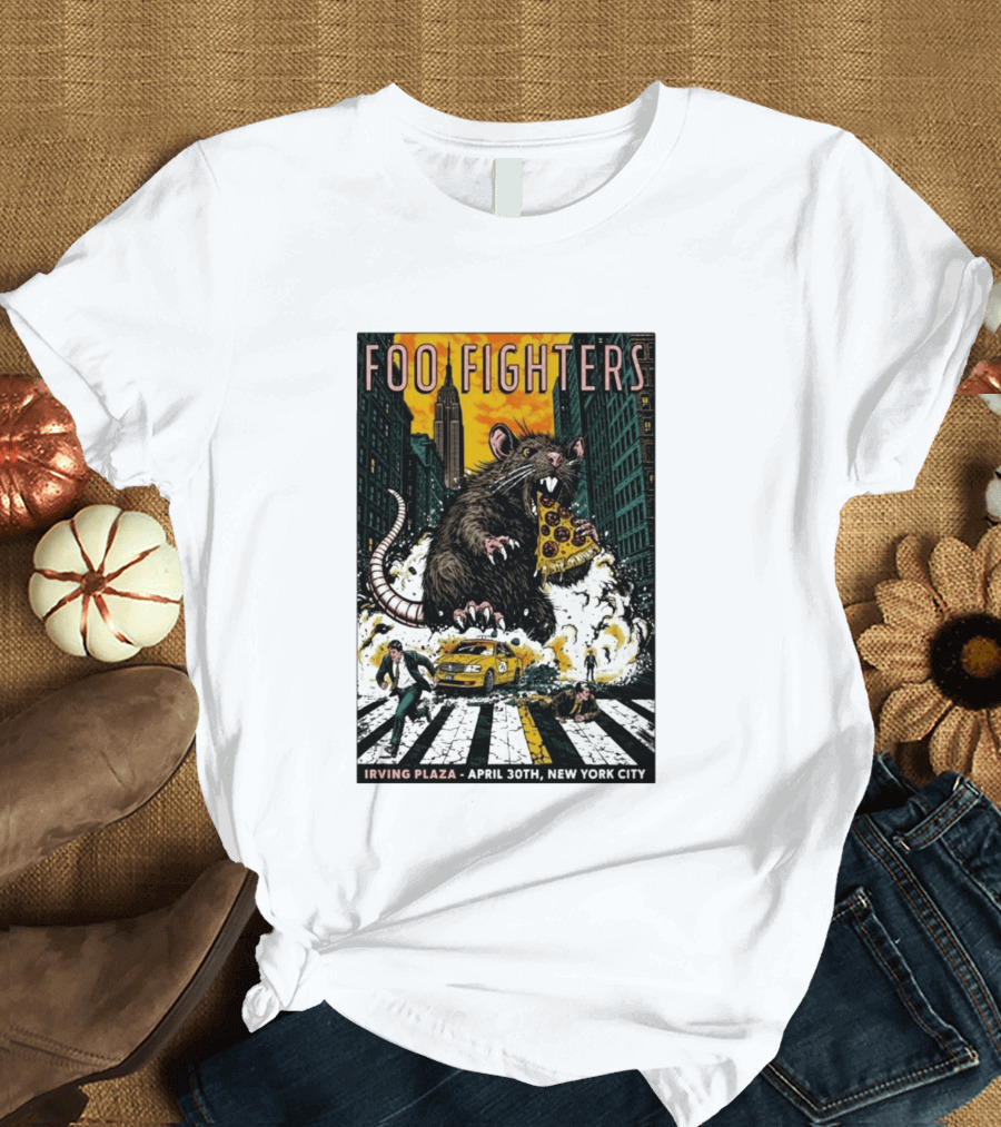 Foo Fighters NYC Irving Plaza April 30 2026 Giant Pizza Rat T-Shirt