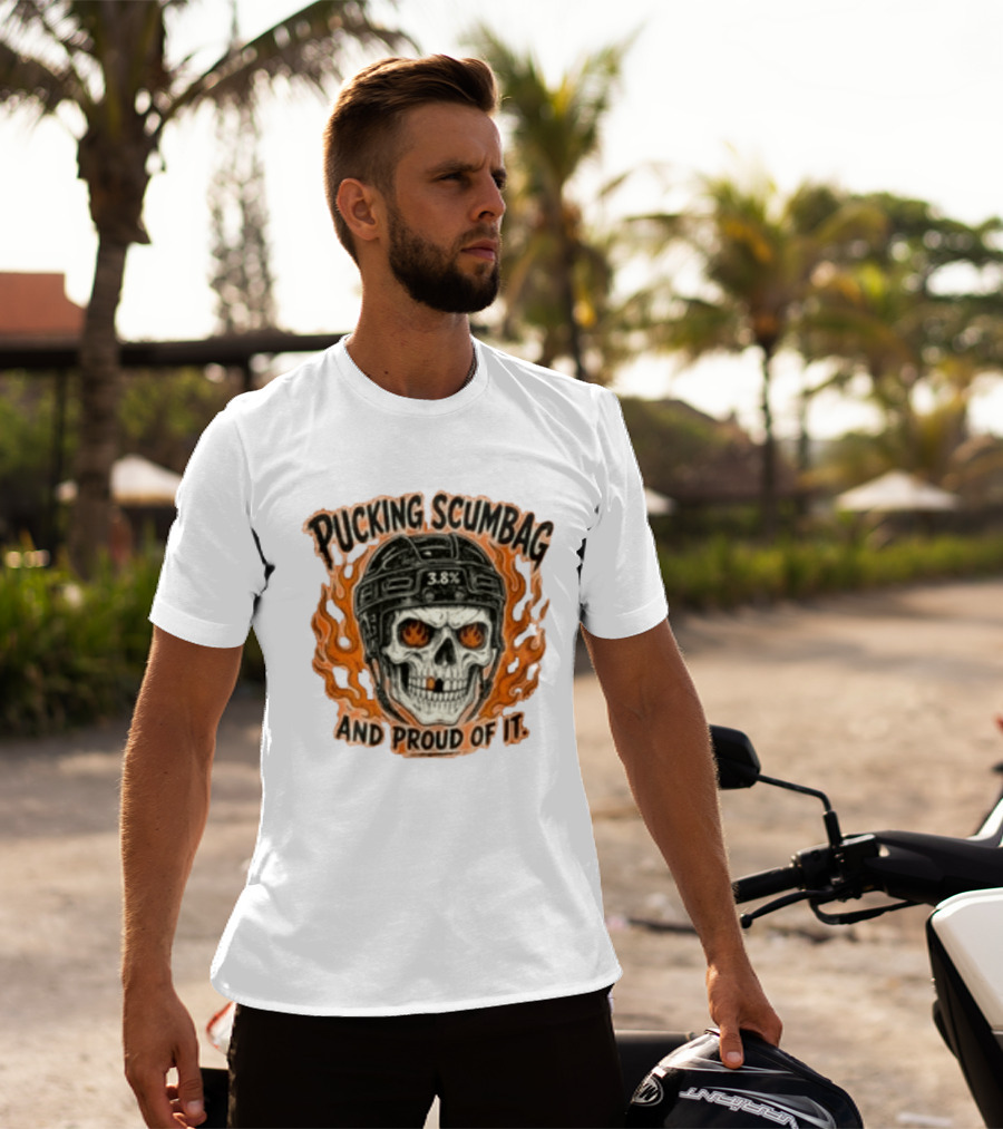 Pucking Scumbag Skull Helmet Flames Proud 38% T-Shirt