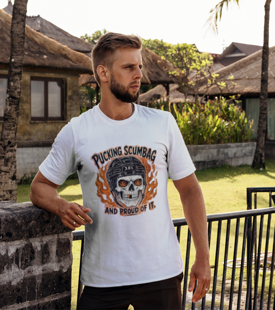 Pucking Scumbag Skull Helmet Flames Proud 38% T-Shirt