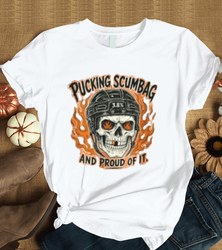 Pucking Scumbag Skull Helmet Flames Proud 38% T-Shirt