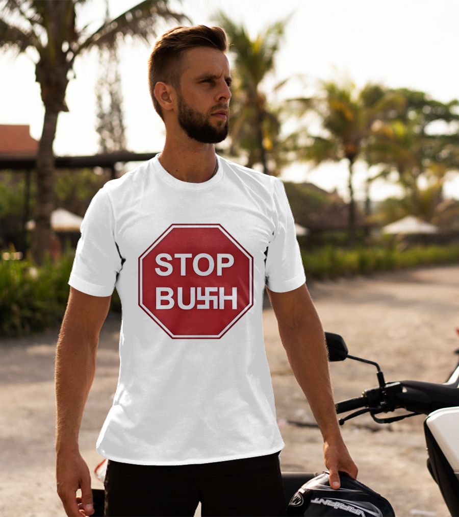 STOP BUSH Swastika Sign Octagon T-Shirt