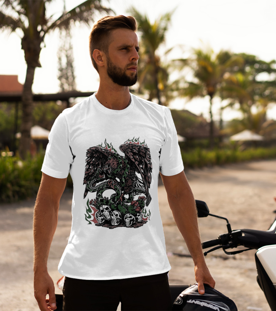 Warren Lotas Mexico Eagle Snake Cactus Flames T-Shirt