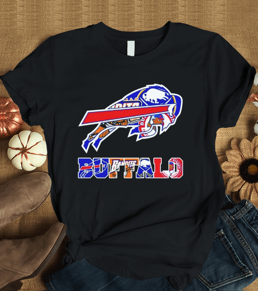 Buffalo Bills Sabres Braves Bandits Bisons Sports Teams Mashup T-Shirt