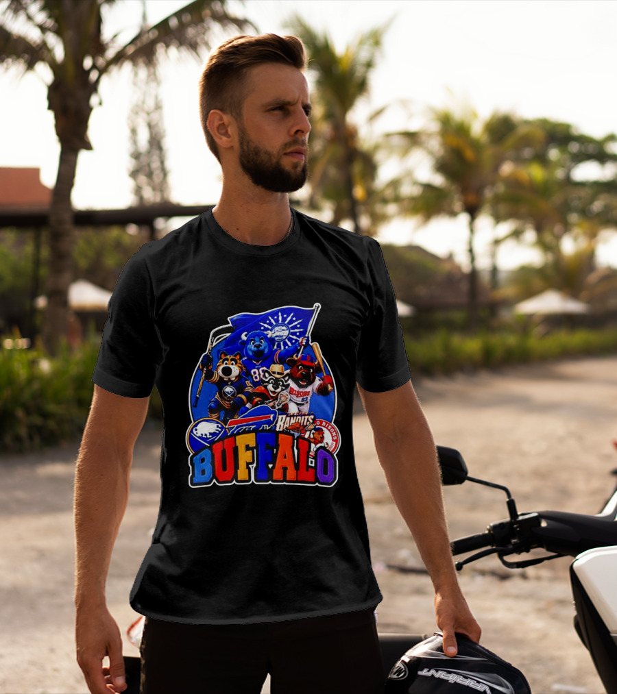 Buffalo Sabres Bills Bandits Bisons Mascot Squad T-Shirt