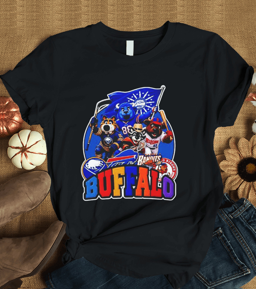 Buffalo Sabres Bills Bandits Bisons Mascot Squad T-Shirt