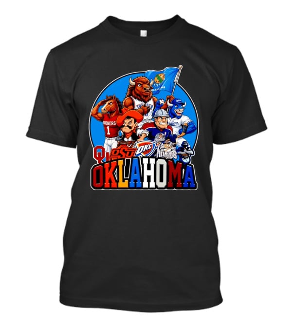 Oklahoma Sooners OSU OKC Thunder Drillers Oilers Mascots Collection T-Shirt