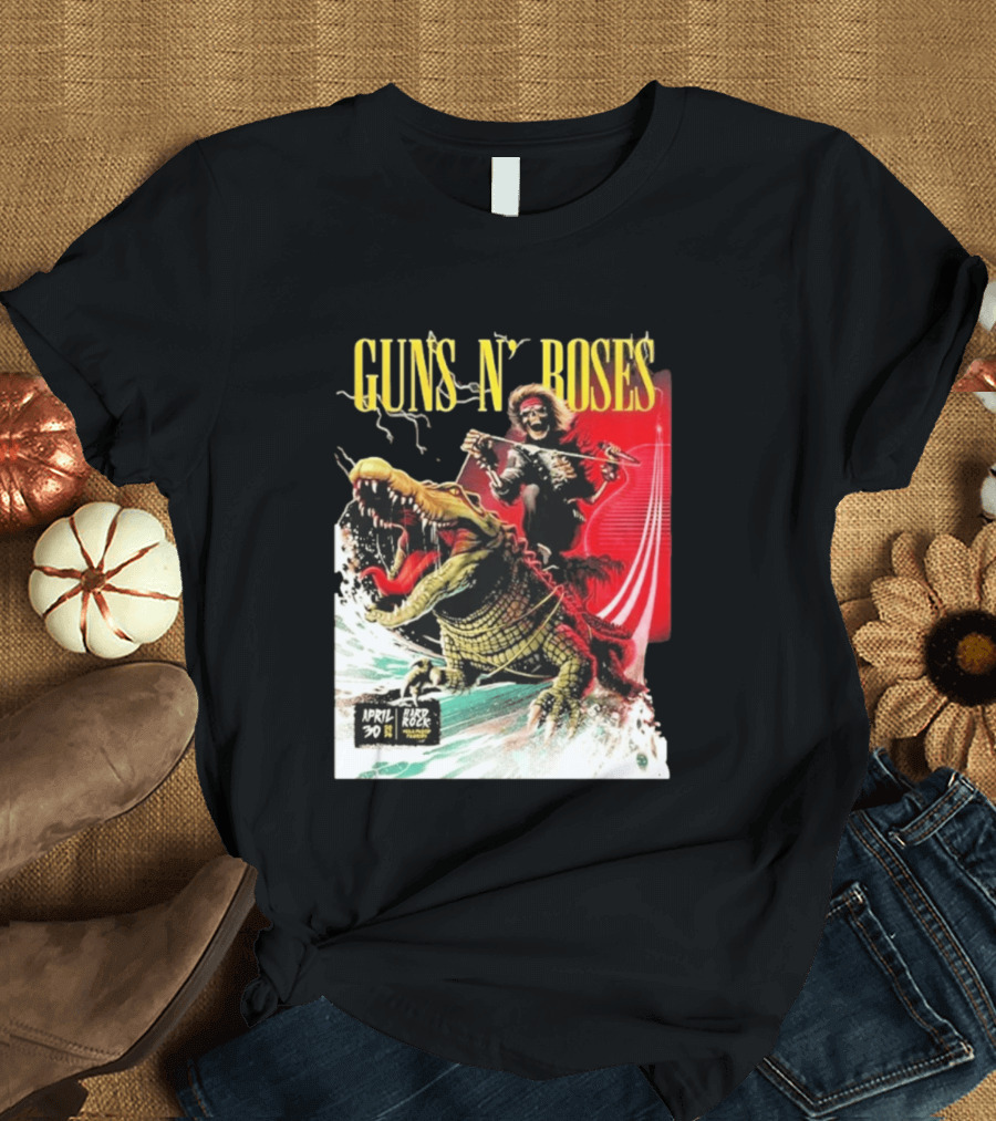 Guns N' Roses F1 Miami Grand Prix Florida 2026 Skeleton Rides Crocodile Hard Rock Live April 30 T-Shirt