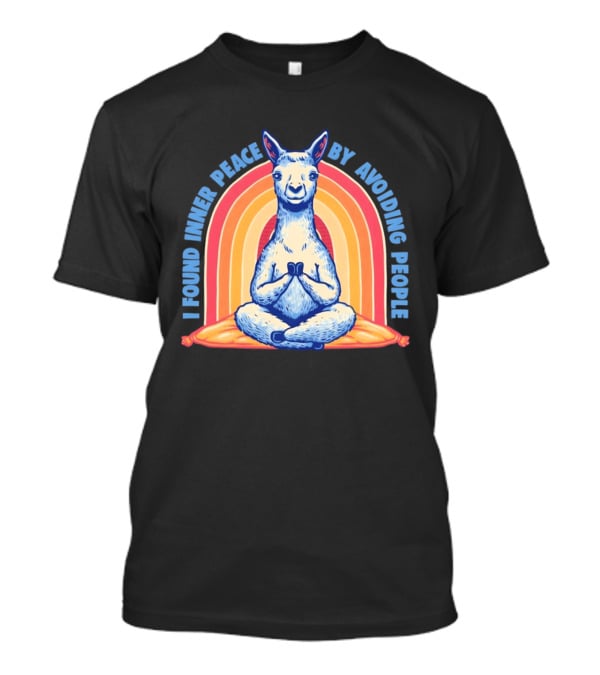 I Found Inner Peace By Avoiding People Meditating Llama Rainbow T-Shirt