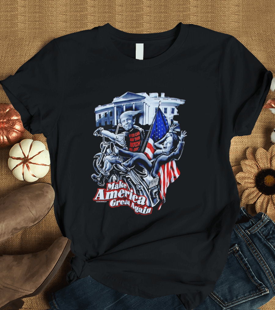 Make America Great Again Trump Motorcycle White House Flag T-Shirt