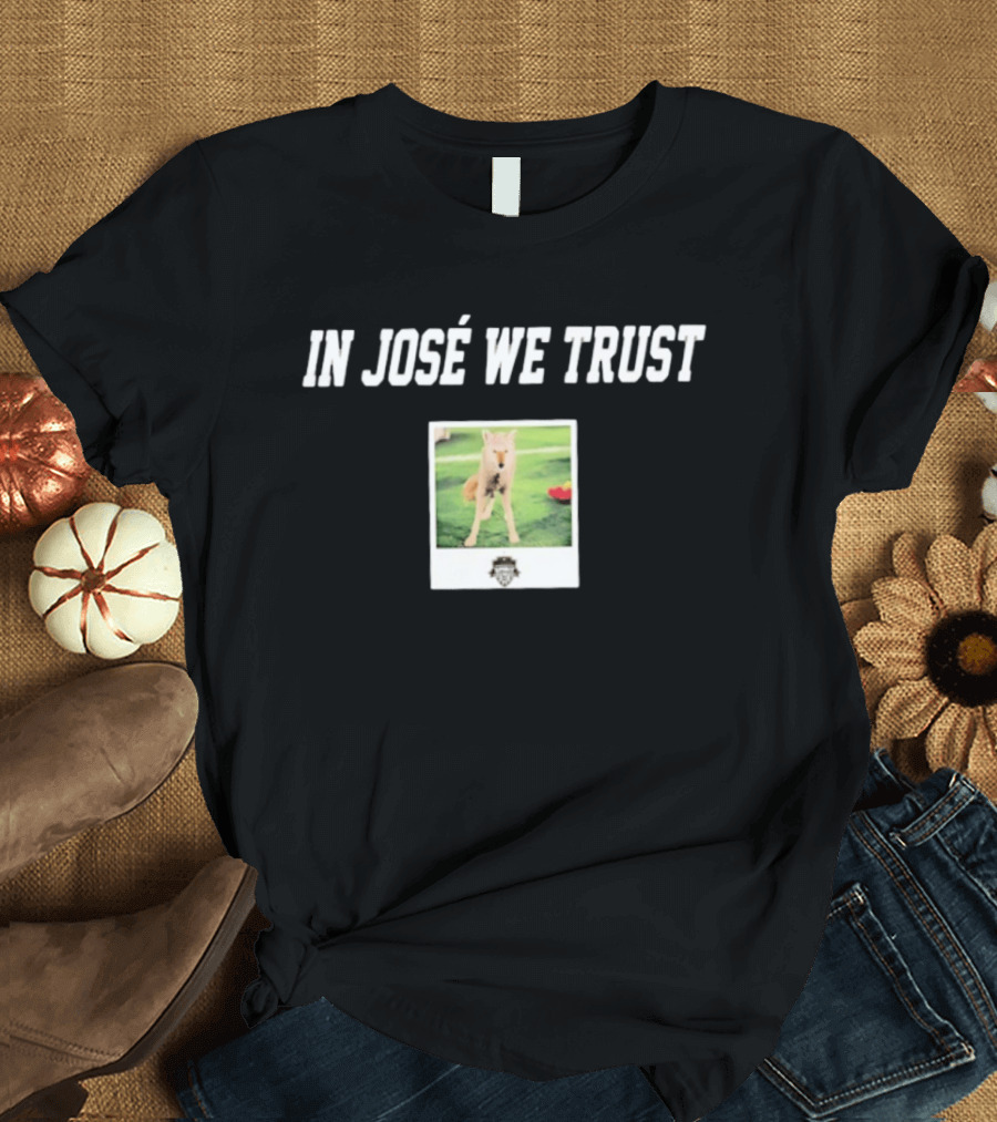 In JosÉ We Trust Circle C Coyote Image T-Shirt