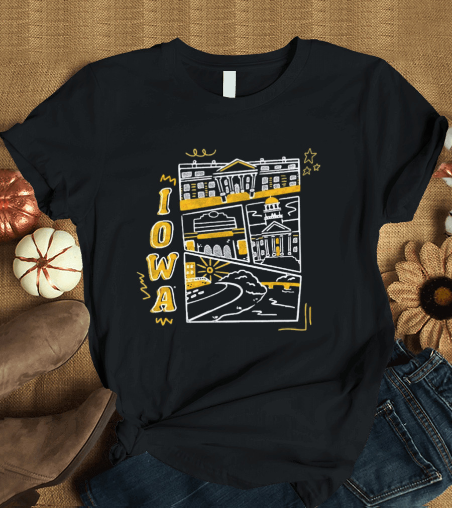 Iowa Hawkeyes Old Capitol Building And Campus Landmarks T-Shirt