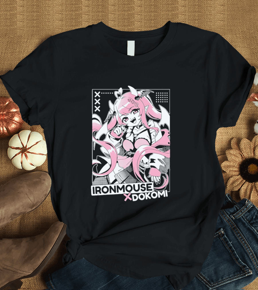 Ironmouse X Dokomi Exclusive Anime Pink Aesthetic T-Shirt