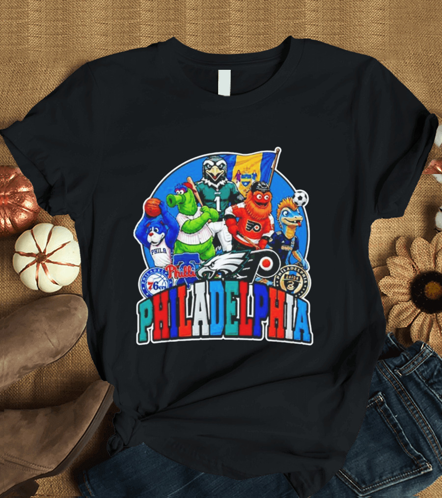 Philadelphia Philly Teams Mascot Eagles Flyers Phillies Sixers Union 76ers T-Shirt